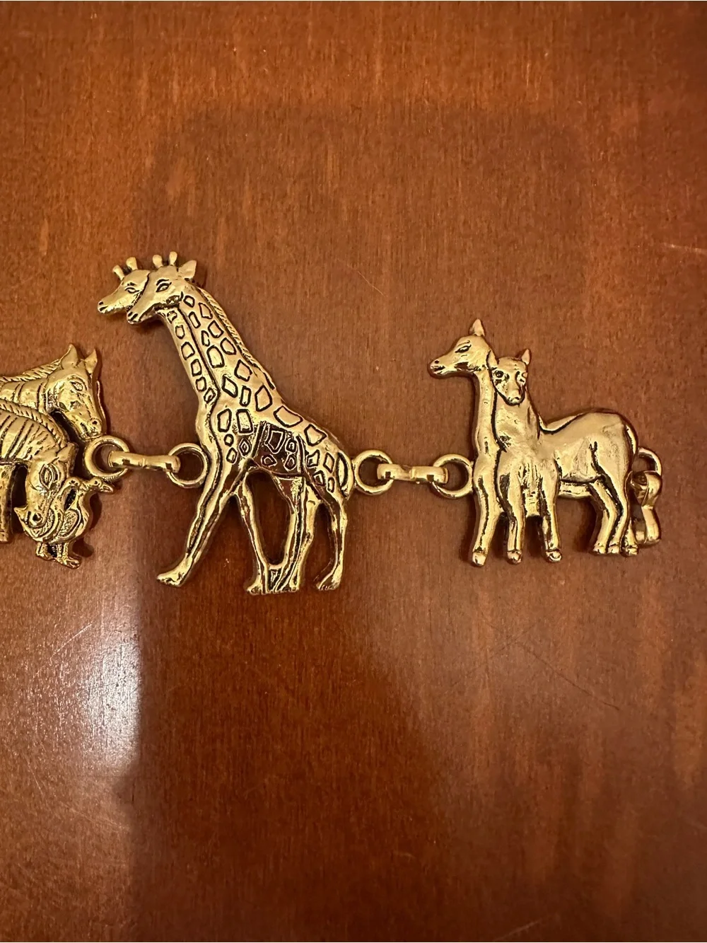 Vintage Brass Noah’s Ark Safari Animal Charm Keychain Bag Charm Giraffe Zebra